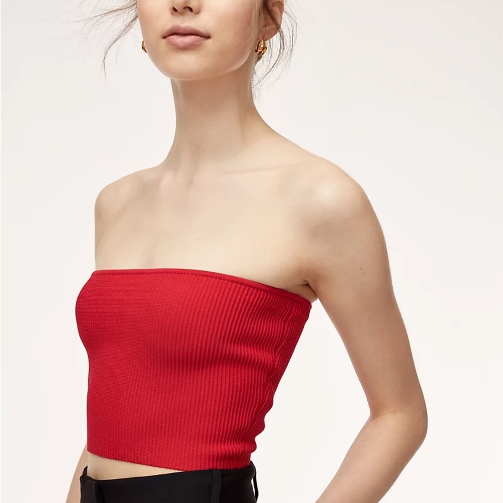 TNA Strapless Ribbed Top